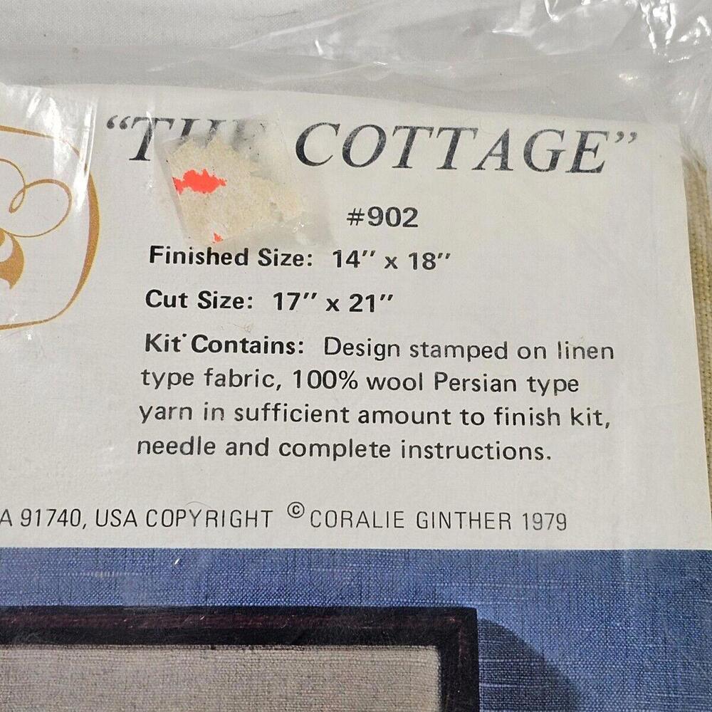 Golden Bee Stitchery Kit #902 14" x 18" The Cottage 100% Wool 1979 Cross Stitch - Picture 4 of 6